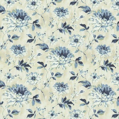 Kasmir Garden Blossom Blue Fog in 1454 Blue Polyester  Blend Fire Rated Fabric Heavy Duty CA 117  NFPA 260  Vine and Flower   Fabric